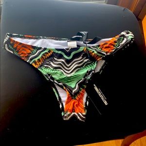 Black tribal print high leg bikini bottoms